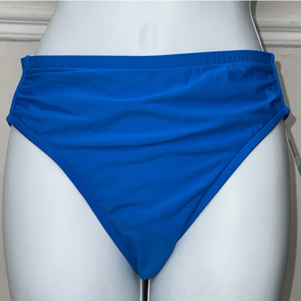 INC International Concepts Blue Ruched Side Bikini Bottom Swim Size 8‎ 470427